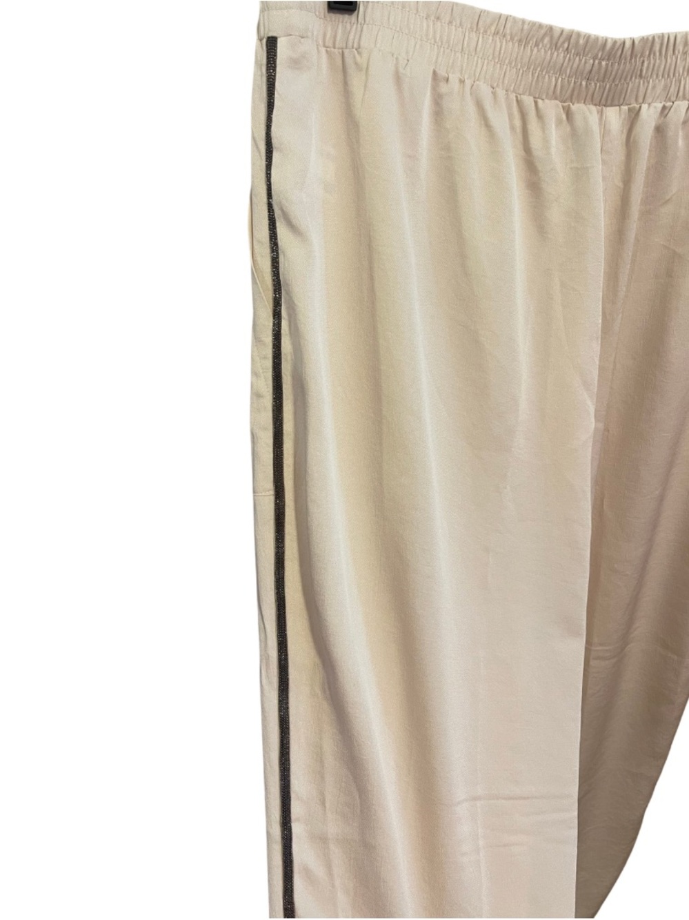Express Beaded Side Stripe Flowy Dressy Jogger Pants in Cream - Picture 3 of 8